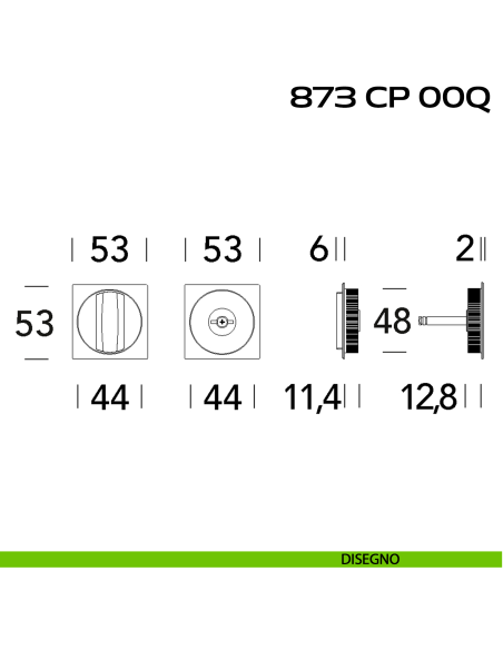 Placche incasso quadrate con nottolino Reguitti 873 disegno