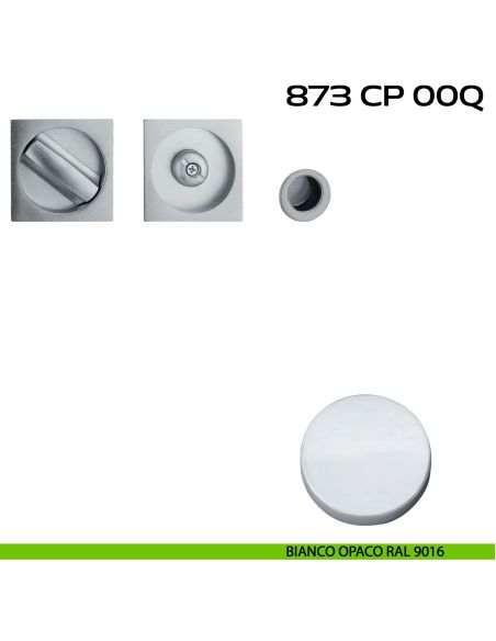 Kit placche incasso quadrate con nottolino Reguitti 873 con frontalino di trascinamento bianco