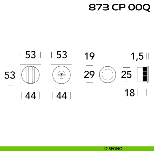 Kit placche incasso quadrate con nottolino Reguitti 873 con frontalino di trascinamento disegno