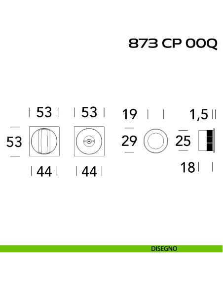 Kit placche incasso quadrate con nottolino Reguitti 873 con frontalino di trascinamento disegno