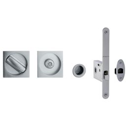 Kit placche incasso quadrate con nottolino Reguitti 873 con frontalino di trascinamento e serratura 026SR