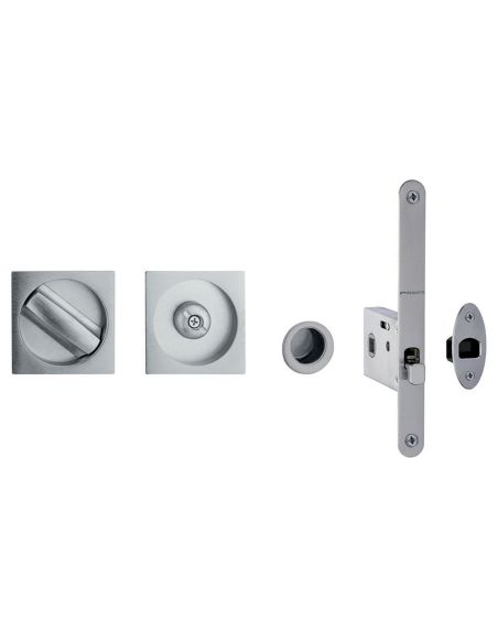 Kit placche incasso quadrate con nottolino Reguitti 873 con frontalino di trascinamento e serratura 026SR