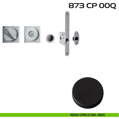 Kit placche incasso quadrate con nottolino Reguitti 873 con frontalino di trascinamento e serratura 026SR nero