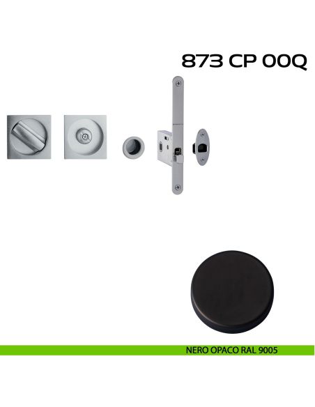 Kit placche incasso quadrate con nottolino Reguitti 873 con frontalino di trascinamento e serratura 026SR nero