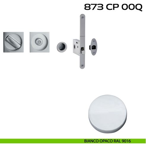 Kit placche incasso quadrate con nottolino Reguitti 873 con frontalino di trascinamento e serratura 026SR bianco