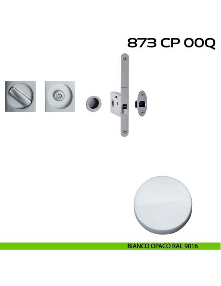 Kit placche incasso quadrate con nottolino Reguitti 873 con frontalino di trascinamento e serratura 026SR bianco