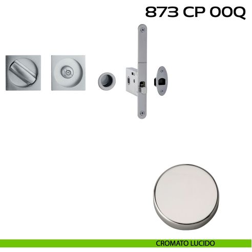 Kit placche incasso quadrate con nottolino Reguitti 873 con frontalino di trascinamento e serratura 026SR lucido