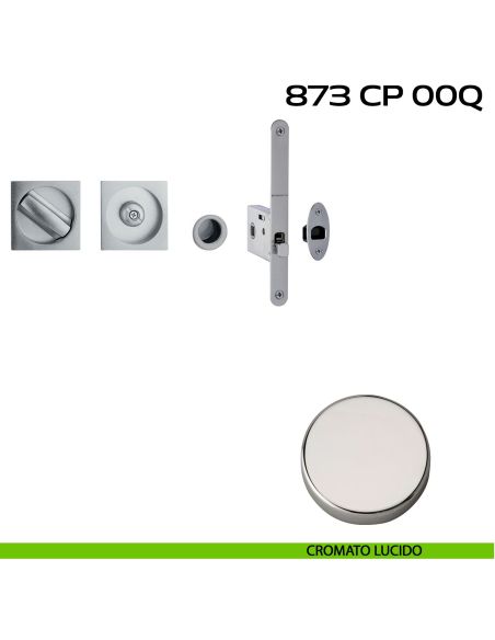 Kit placche incasso quadrate con nottolino Reguitti 873 con frontalino di trascinamento e serratura 026SR lucido
