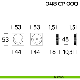 Coppia placche incasso quadrate con doppio anello di presa a filo con vite di connessione passante Reguitti 048 2