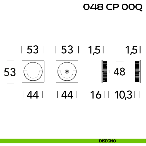Coppia placche incasso quadrate con doppio anello di presa a filo con vite di connessione passante Reguitti 048 disegno