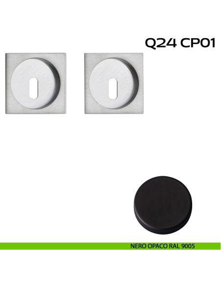 Kit placche incasso quadrate foro chiave Reguitti Q24 nero