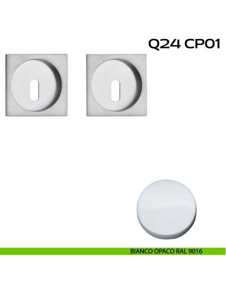 Kit placche incasso quadrate foro chiave Reguitti Q24 bianco