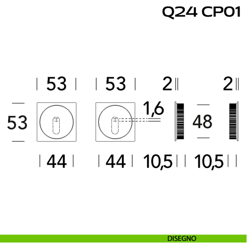 Kit placche incasso quadrate foro chiave Reguitti Q24 disegno