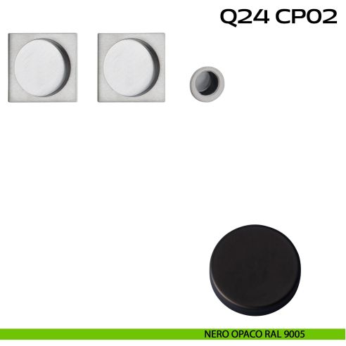 Kit placche incasso quadrate cieche Reguitti Q24 con frontalino di trascinamento nero