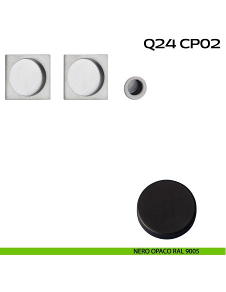 Kit placche incasso quadrate cieche Reguitti Q24 con frontalino di trascinamento nero