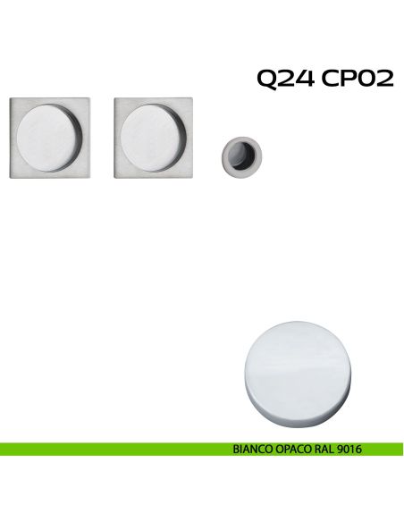 Kit placche incasso quadrate cieche Reguitti Q24 con frontalino di trascinamento bianco