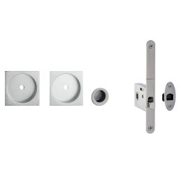 Kit placche incasso quadrate con foro chiave a spillo Reguitti Q24 con frontalino di trascinamento e serratura 027SR