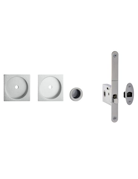 Kit placche incasso quadrate con foro chiave a spillo Reguitti Q24 con frontalino di trascinamento e serratura 027SR