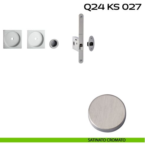 Kit placche incasso quadrate con foro chiave a spillo Reguitti Q24 con frontalino di trascinamento e serratura 027SR satinato