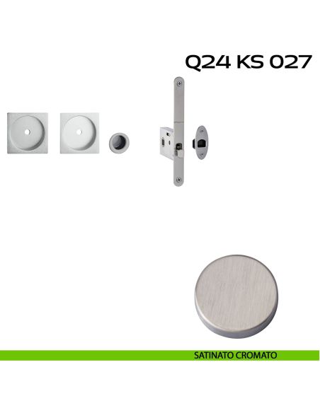 Kit placche incasso quadrate con foro chiave a spillo Reguitti Q24 con frontalino di trascinamento e serratura 027SR satinato