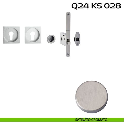 Kit placche incasso quadrate con foro yale Reguitti Q24 con frontalino di trascinamento e serratura 028SR satinato