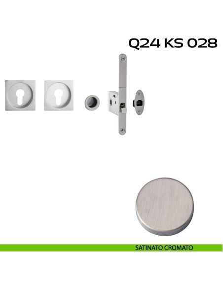 Kit placche incasso quadrate con foro yale Reguitti Q24 con frontalino di trascinamento e serratura 028SR satinato