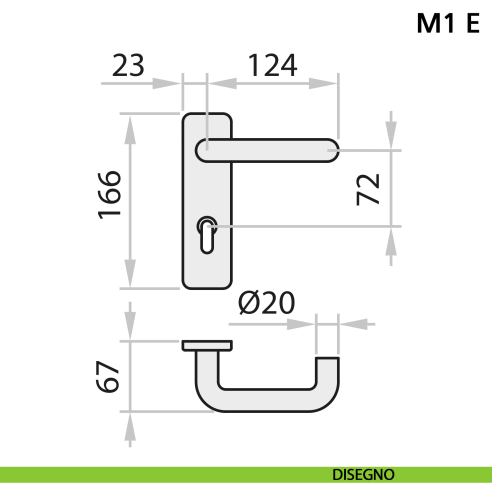 Maniglia M1 E con LED Ninz 3101050.021 per Proget e Univer