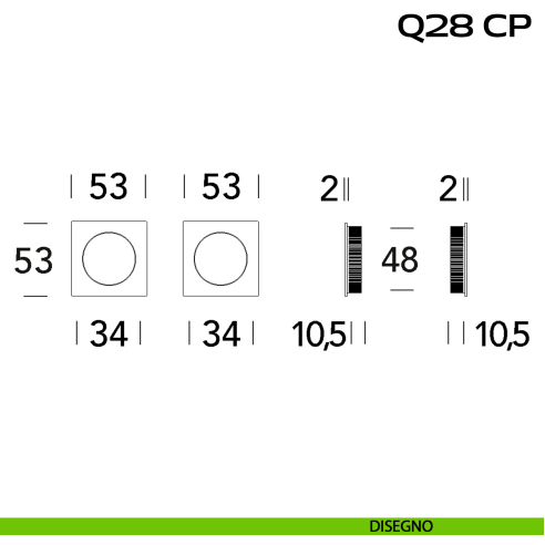 Kit placche incasso quadrate cieche Reguitti Q28 disegno