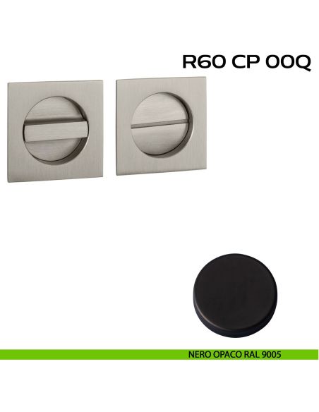 Placche incasso quadrate con nottolino Reguitti R60 nero