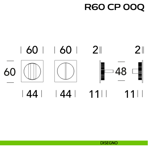 Placche incasso quadrate con nottolino Reguitti R60 disegno
