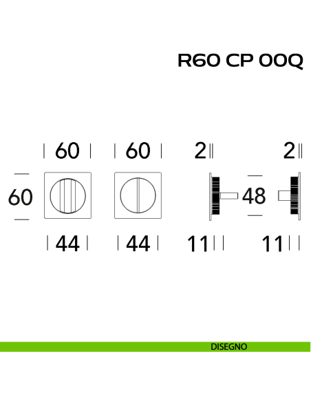 Placche incasso quadrate con nottolino Reguitti R60 disegno