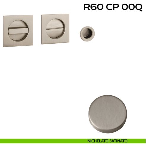 Kit placche incasso quadrate con nottolino Reguitti R60 con frontalino di trascinamento nichelato