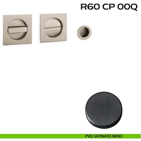 Kit placche incasso quadrate con nottolino Reguitti R60 con frontalino di trascinamento pvd nero