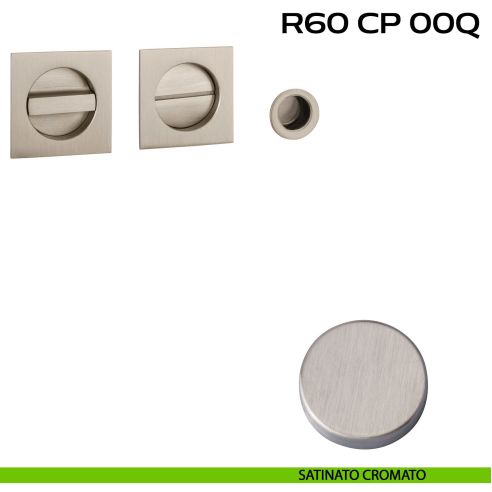 Kit placche incasso quadrate con nottolino Reguitti R60 con frontalino di trascinamento satinato