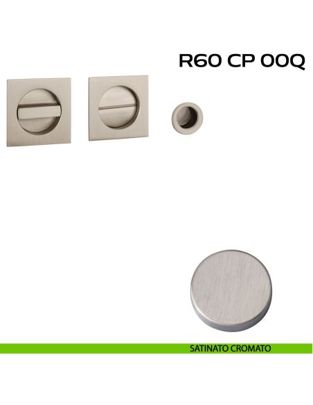 Kit placche incasso quadrate con nottolino Reguitti R60 con frontalino di trascinamento satinato
