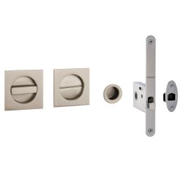 Kit placche incasso quadrate con nottolino Reguitti R60 con frontalino di trascinamento e serratura 026SR