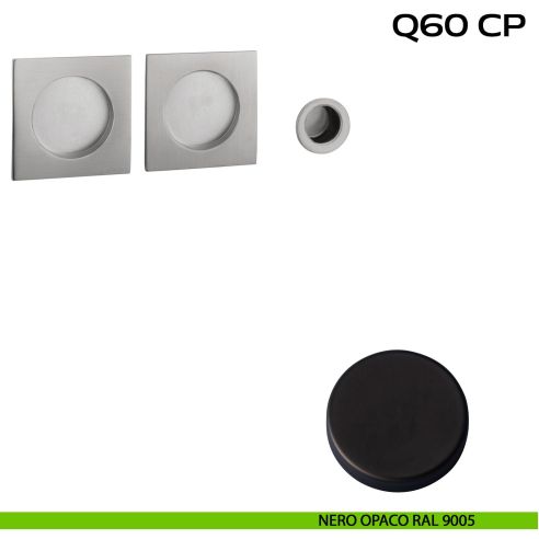 Kit placche incasso quadrate cieche Reguitti Q60 con frontalino di trascinamento nero
