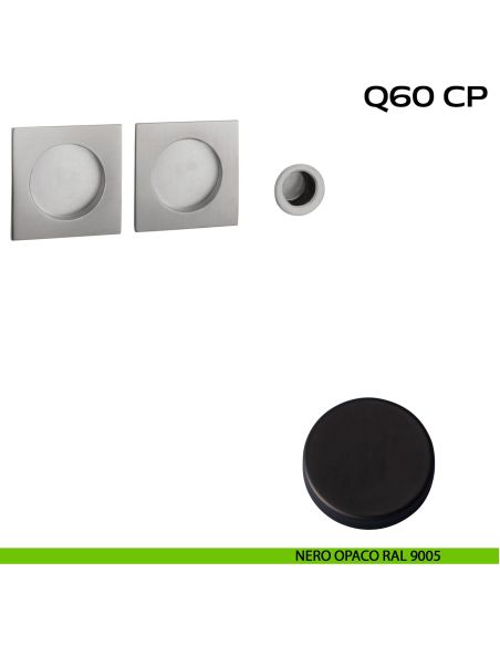 Kit placche incasso quadrate cieche Reguitti Q60 con frontalino di trascinamento nero