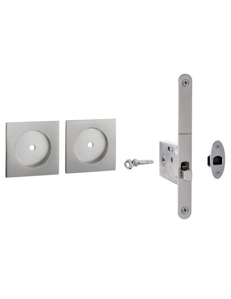 Kit placche incasso quadrate con foro chiave a spillo Reguitti Q60 con frontalino di trascinamento e serratura 027SR