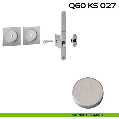 Kit placche incasso quadrate con foro chiave a spillo Reguitti Q60 con frontalino di trascinamento e serratura 027SR satinato