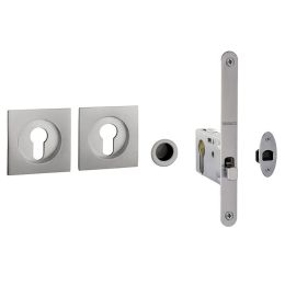 Kit placche incasso quadrate con foro yale Reguitti Q60 con frontalino di trascinamento e serratura 028SR