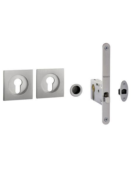 Kit placche incasso quadrate con foro yale Reguitti Q60 con frontalino di trascinamento e serratura 028SR