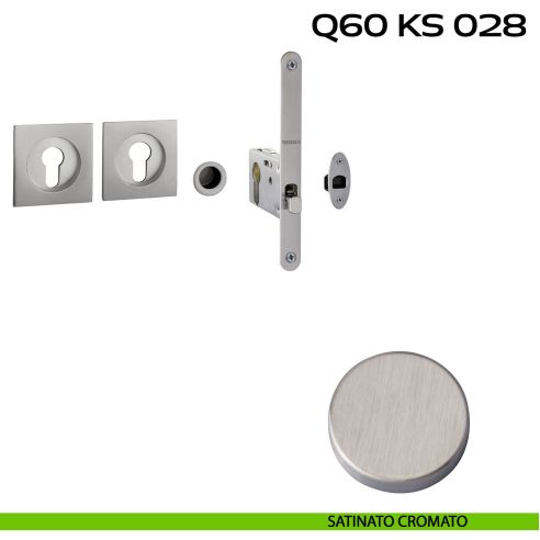 Kit placche incasso quadrate con foro yale Reguitti Q60 con frontalino di trascinamento e serratura 028SR satinato