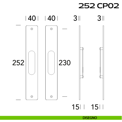 Kit placche incasso rettangolari cieche Reguitti 252 disegno