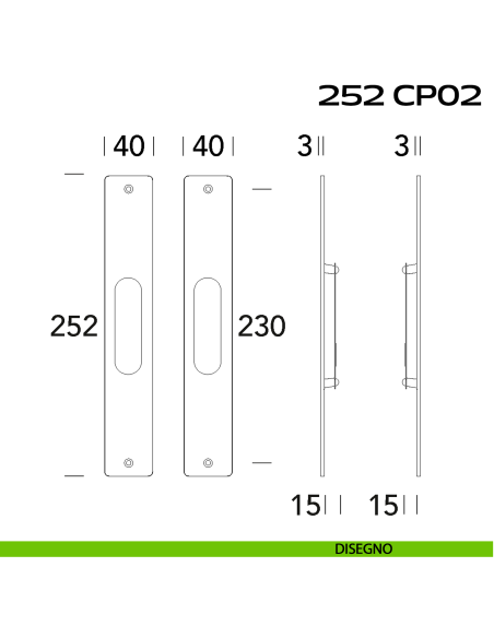 Kit placche incasso rettangolari cieche Reguitti 252 disegno
