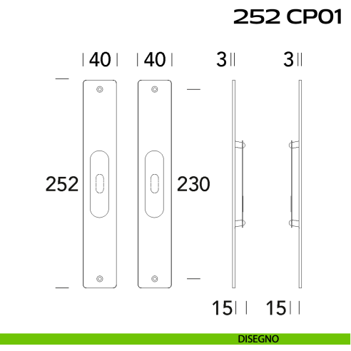 Kit placche incasso rettangolari con foro chiave Reguitti 252 disegno