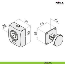 Elettromagnete a parete EM con ancora snodata H53 per porta tagliafuoco Ninz 2601007.001 2