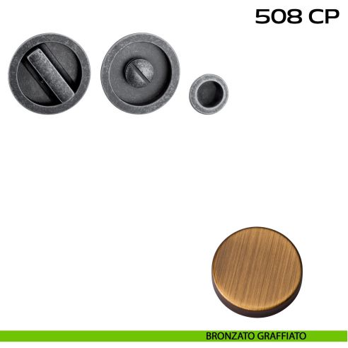 Kit placche incasso tonde con nottolino Reguitti 508 con frontalino di trascinamento bronzato