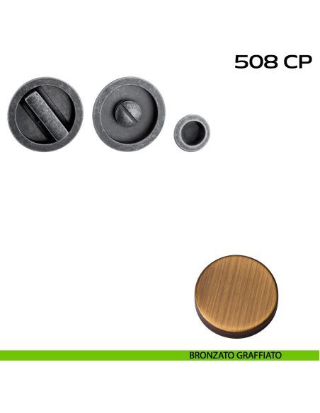 Kit placche incasso tonde con nottolino Reguitti 508 con frontalino di trascinamento bronzato