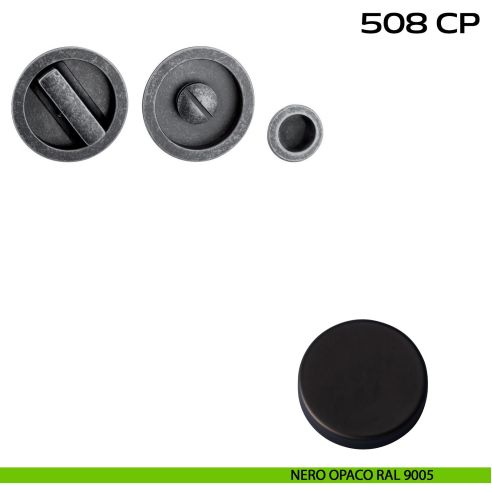 Kit placche incasso tonde con nottolino Reguitti 508 con frontalino di trascinamento nero